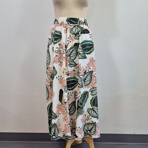 AK Collection By Yal Women's A Line Skirt Floral Elastic Waistband Green Medium